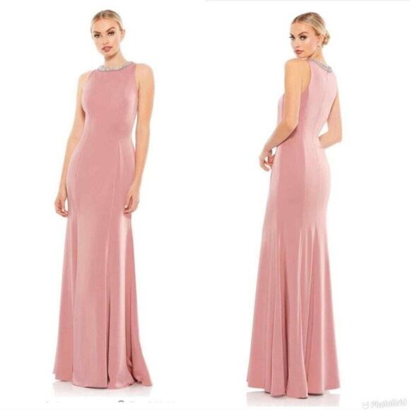 Mac Duggal 49093 Embellished Neck Trumpet Gown Size 16 Rose Pink - Picture 1 of 10